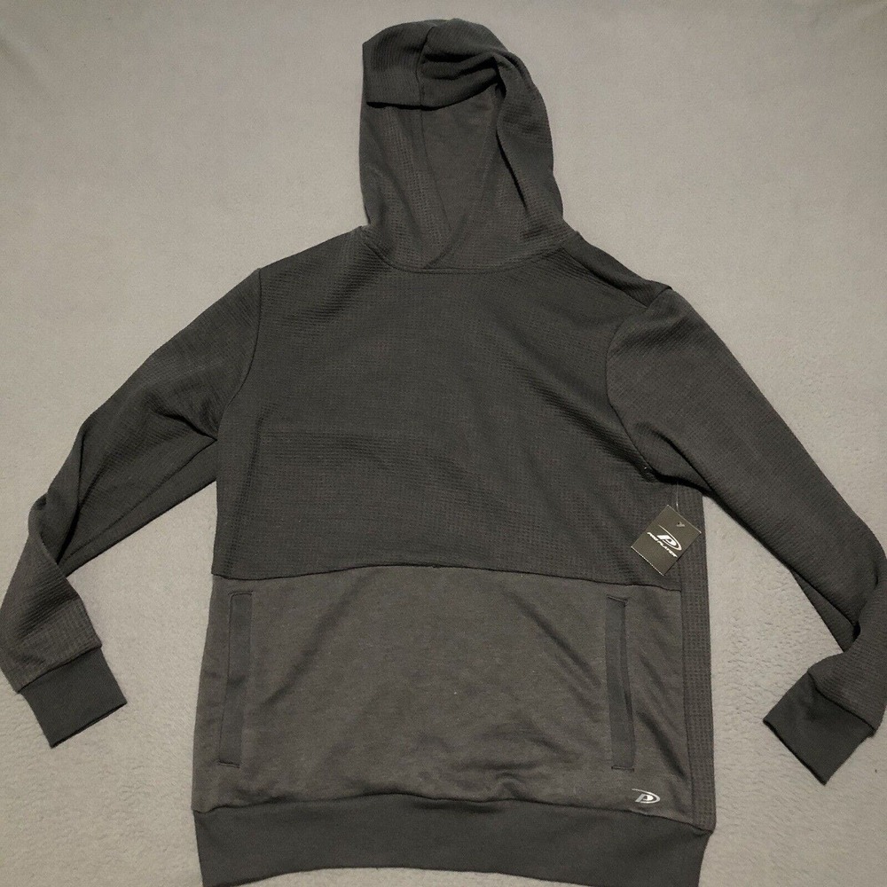 Mens Pro Player Waffle Knit Gray Hoodie Size Medium